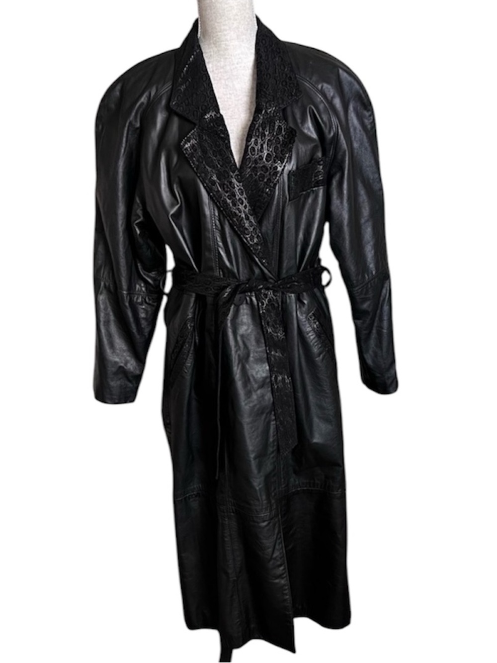 G-III Leather Fashions Vintage 80s Leather Duster Trench Coat Jacket Medium